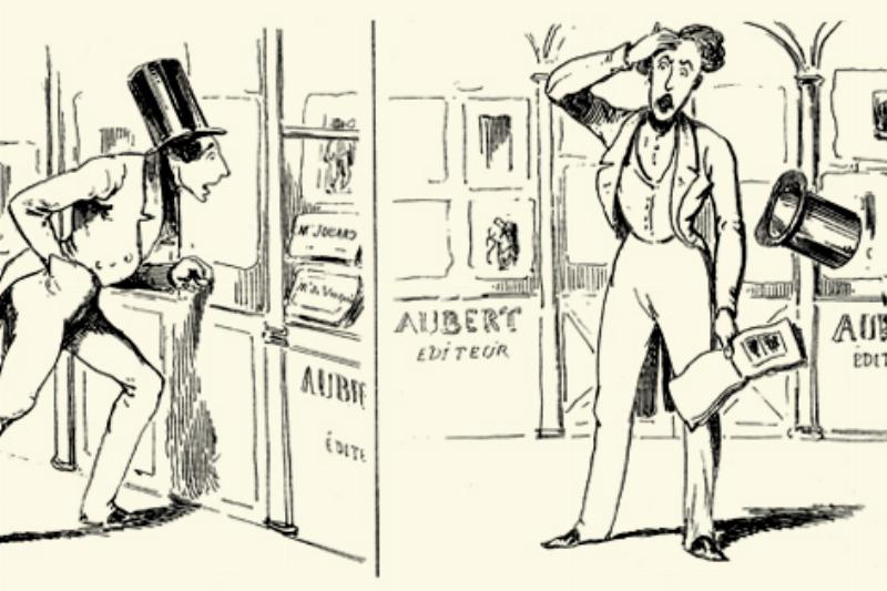 Influence de l’art de la Renaissance sur la littérature française, avec un manuscrit ancien et des instruments d’écriture posés sur une table en bois, en face d’une peinture classique et d’une sculpture en marbre, suggérant l’intégration de l’art dans le texte au fil des siècles.